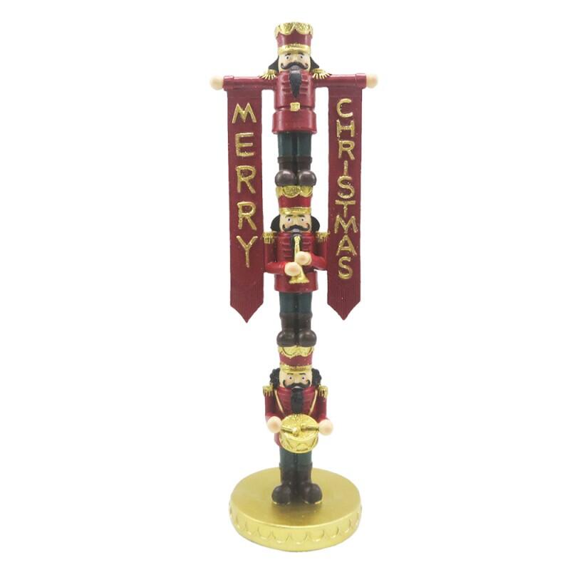 Clayre & Eef - Statuetta Schiaccianoci 30 cm Rosso Color oro Decorazione di Natalizie