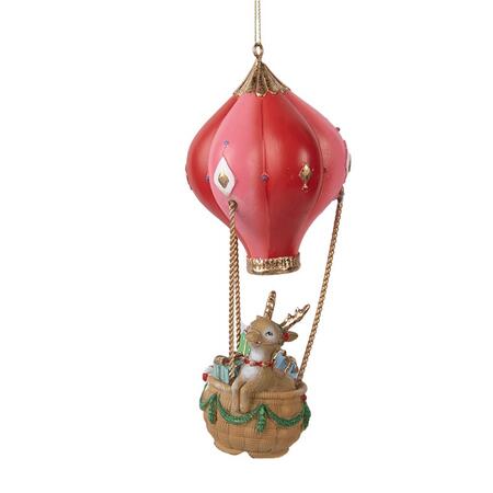 Clayre & Eef - Ornamento Natalizio Mongolfiera Ø 7x17 cm Rosso Plastica