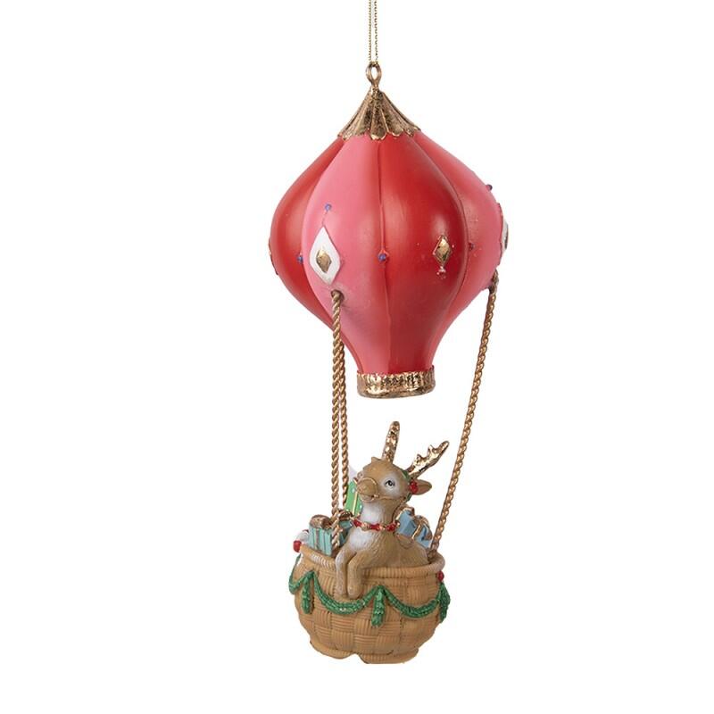 Clayre & Eef - Ornamento Natalizio Mongolfiera Ø 7x17 cm Rosso Plastica