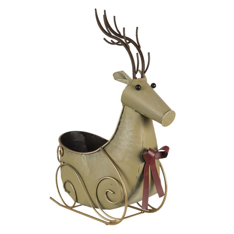 Clayre & Eef - Porta vaso Slitta Renna 33x17x44 cm Color oro Ferro Cestino
