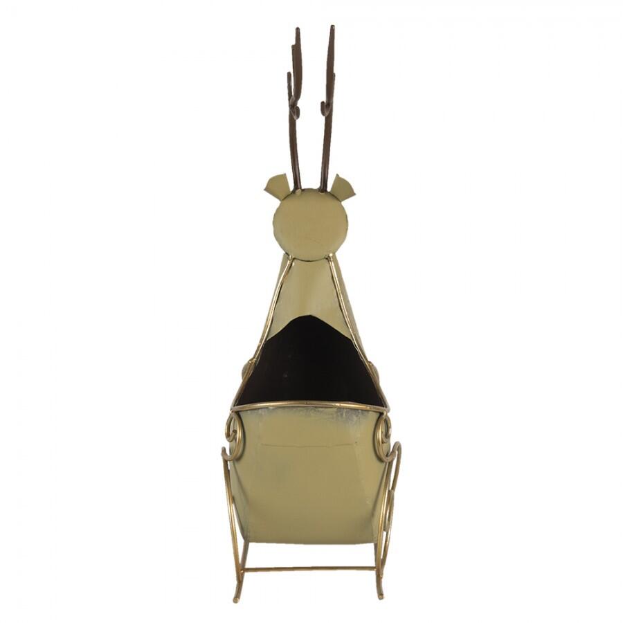Clayre & Eef - Porta vaso Slitta Renna 33x17x44 cm Color oro Ferro Cestino