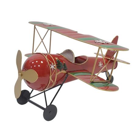 Clayre & Eef - Decorazione di Natale Aeroplano 41x37x21 cm Rosso Metallo