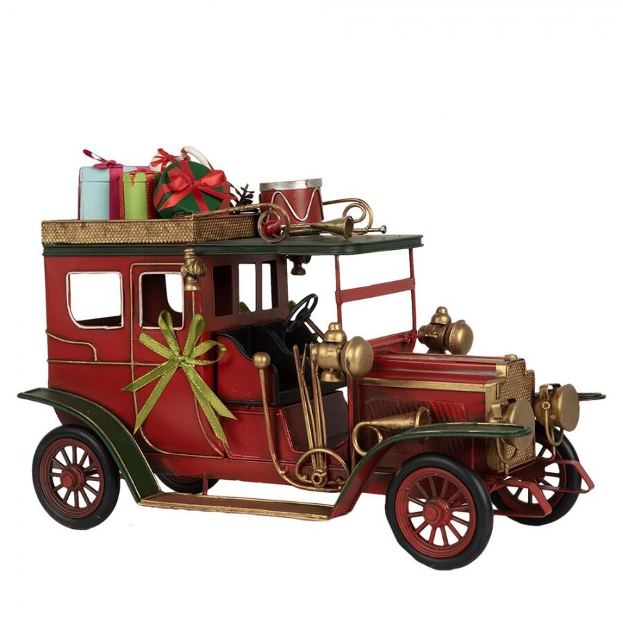Clayre & Eef - Statuetta decorativa Auto Natale 42x18x28 cm Rosso Metallo