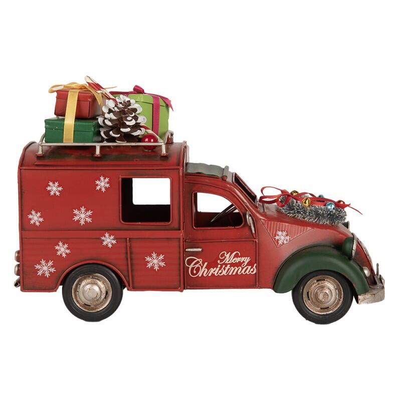 Clayre & Eef - Statuetta decorativa di Natale Auto 26x11x17 cm Rosso Metallo
