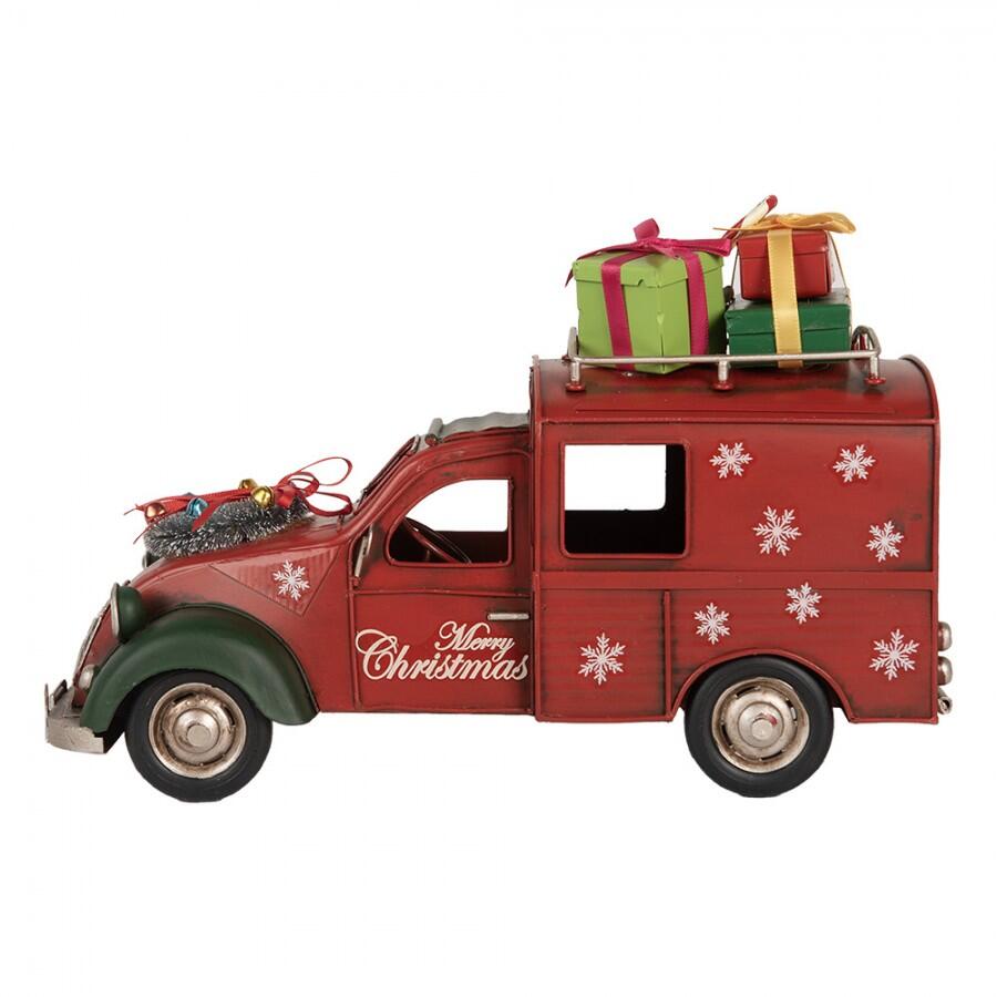 Clayre & Eef - Statuetta decorativa di Natale Auto 26x11x17 cm Rosso Metallo