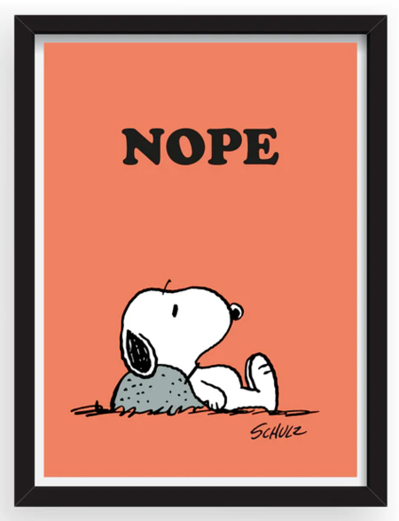 Peanuts: Nope - Stampa A3 (29,7x42cm) cm incorniciata