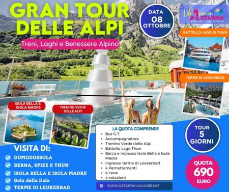 08 OTTOBRE 2025 TOUR 5 GIORNI Dal Lago Maggiore al Vallese: tra natura, treni panoramici e terme alpine"
