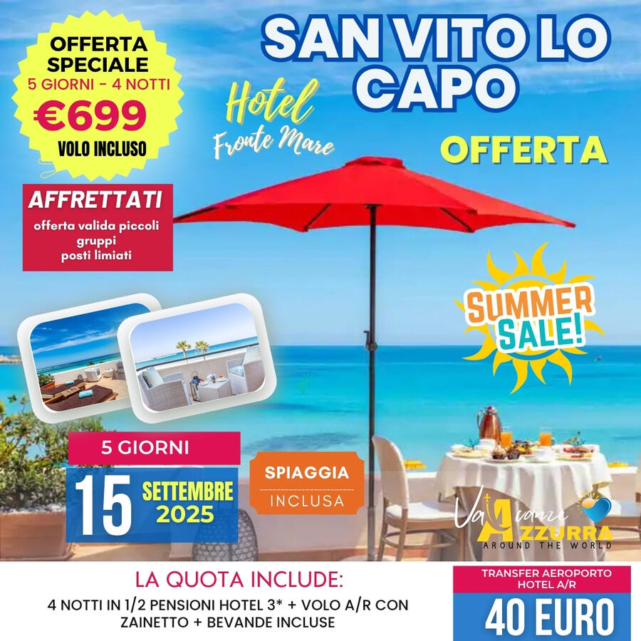 15 SETTEMBRE 2025 5 GIORNI SAN VITO LO CAPO