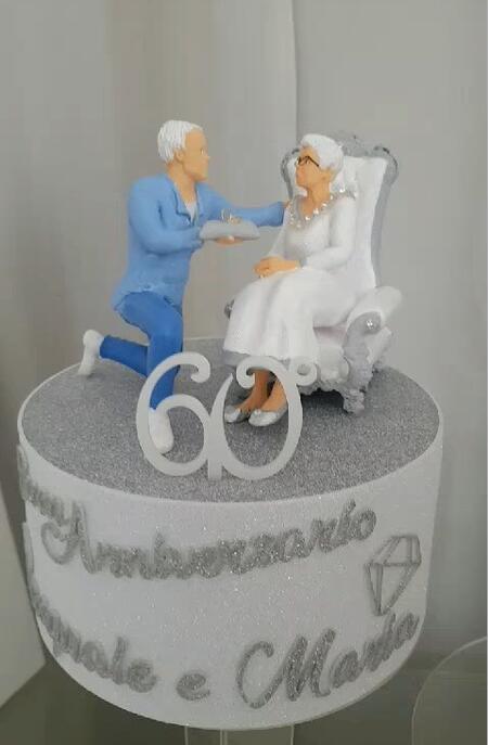 topper 3d anniversario 60 anni