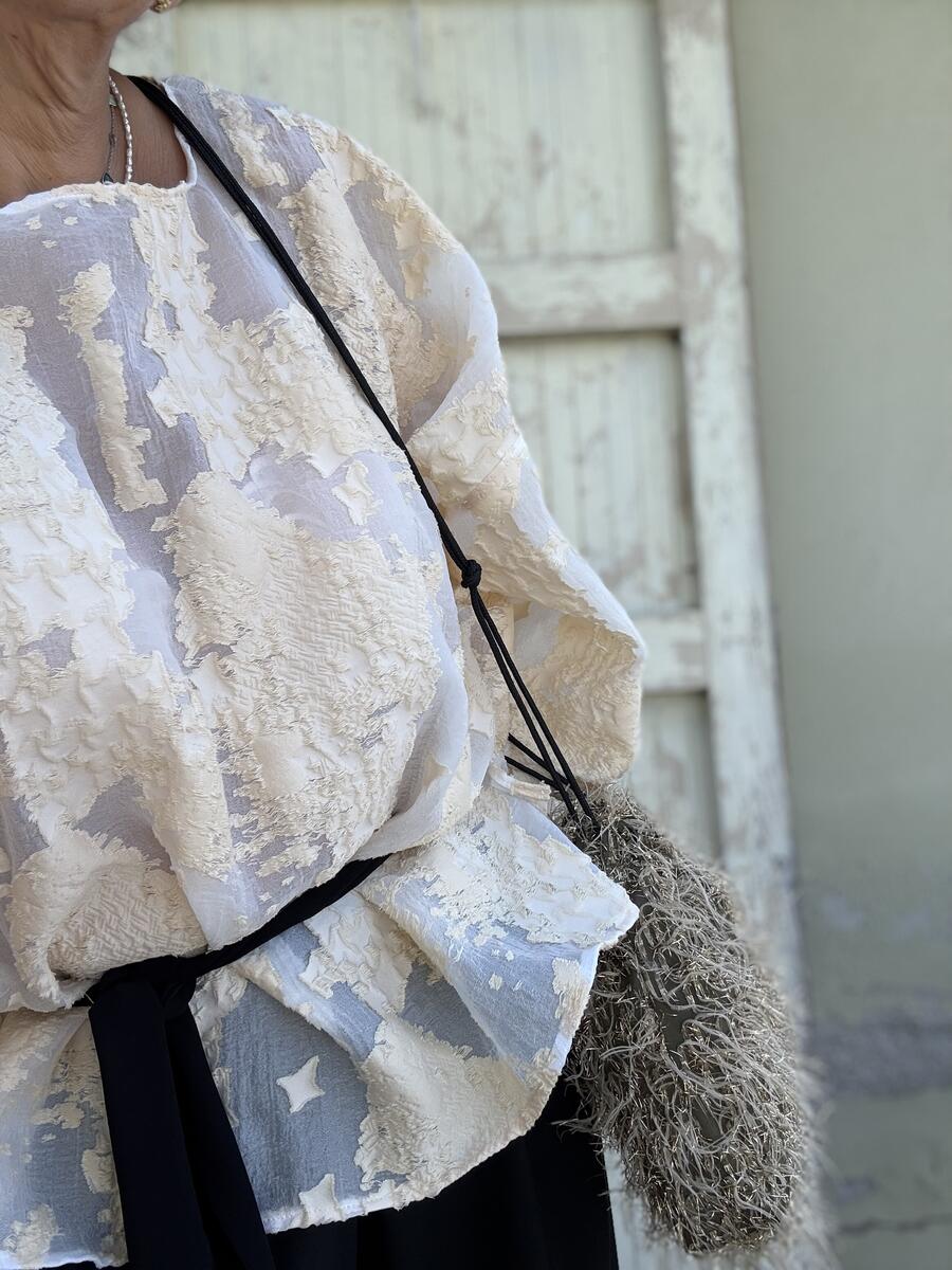 Camicia lavorata bianco burro