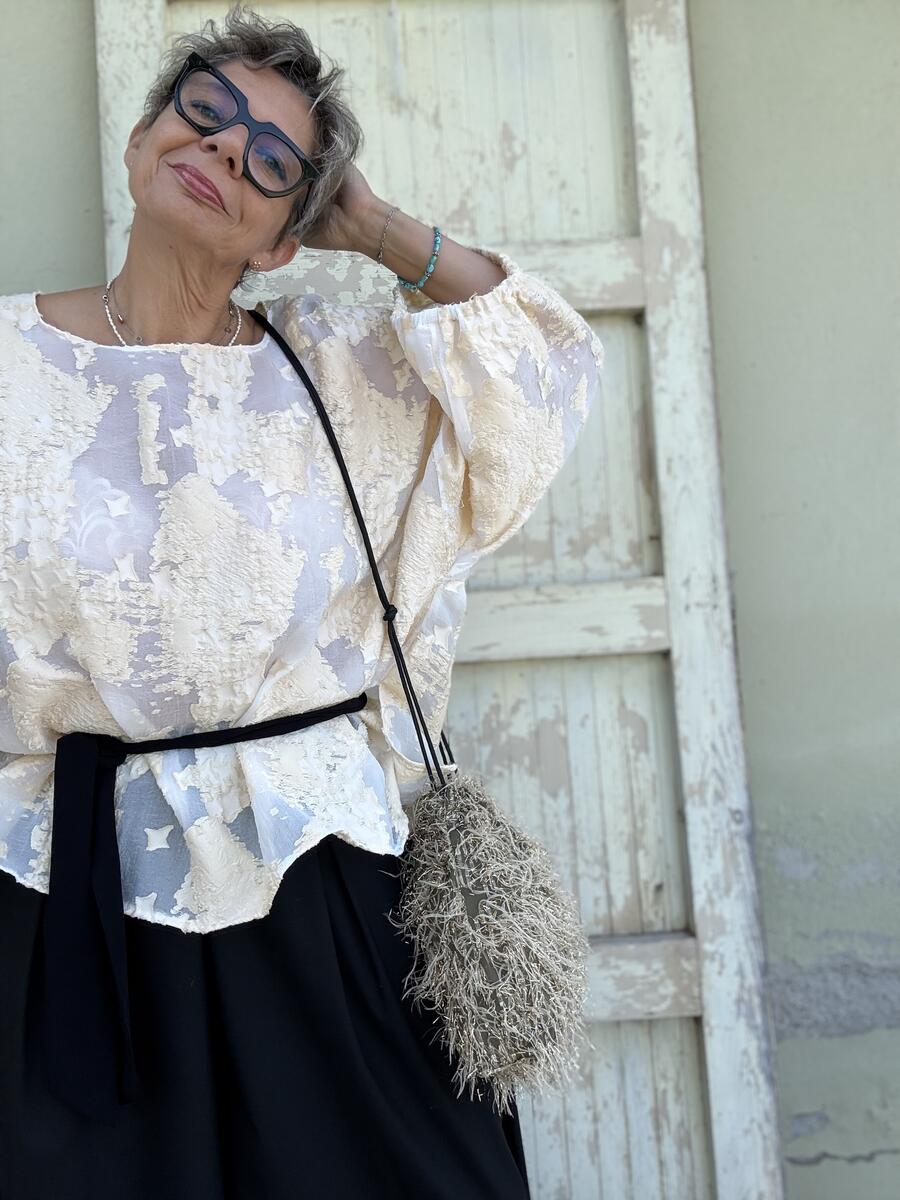 Camicia lavorata bianco burro
