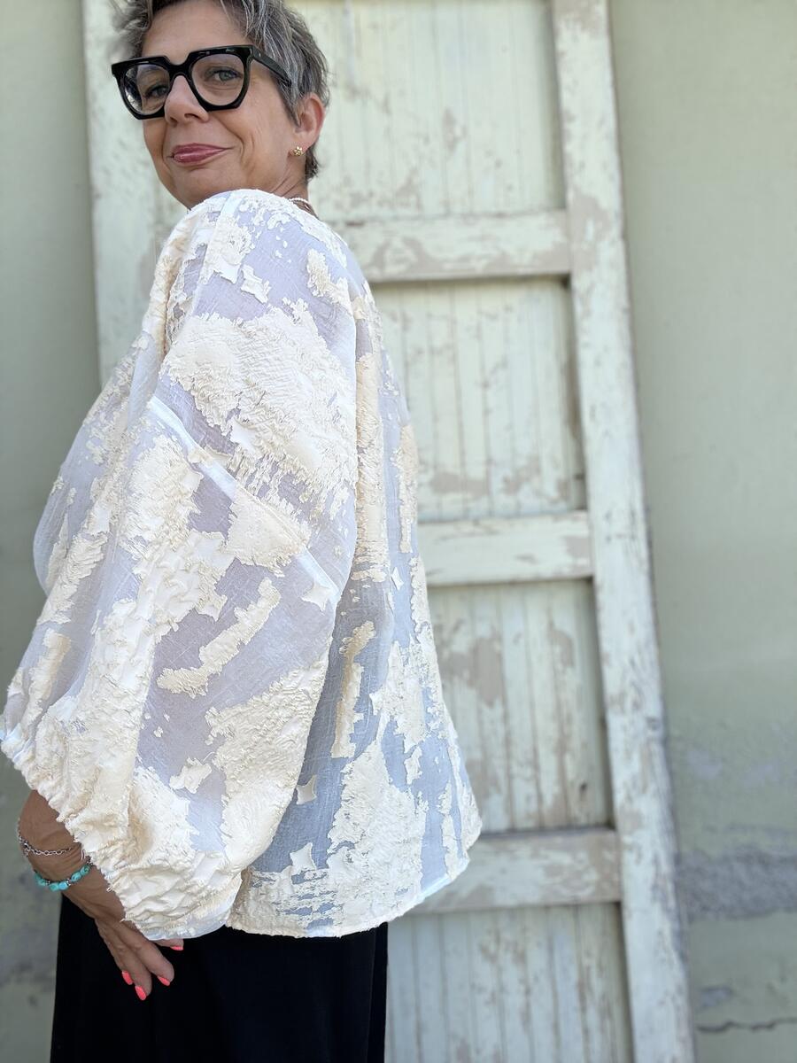 Camicia lavorata bianco burro