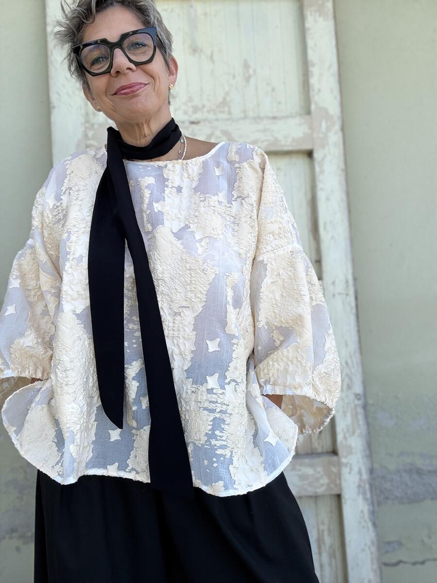 Camicia lavorata bianco burro