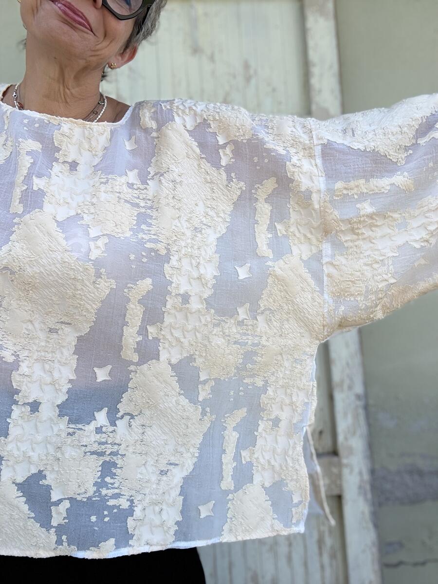Camicia lavorata bianco burro