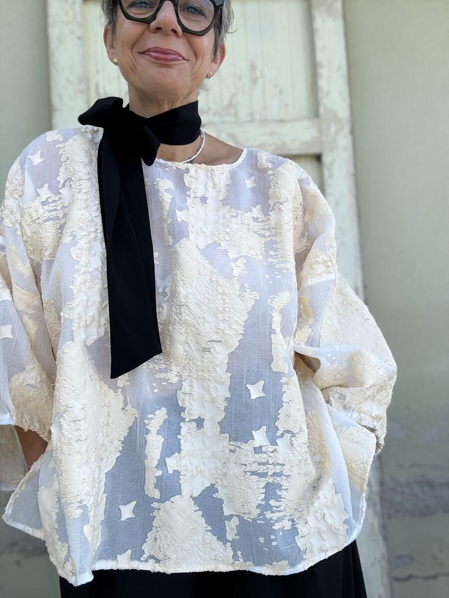 Camicia lavorata bianco burro