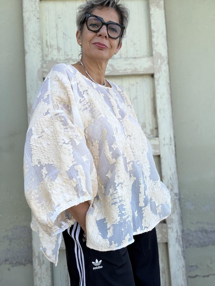Camicia lavorata bianco burro