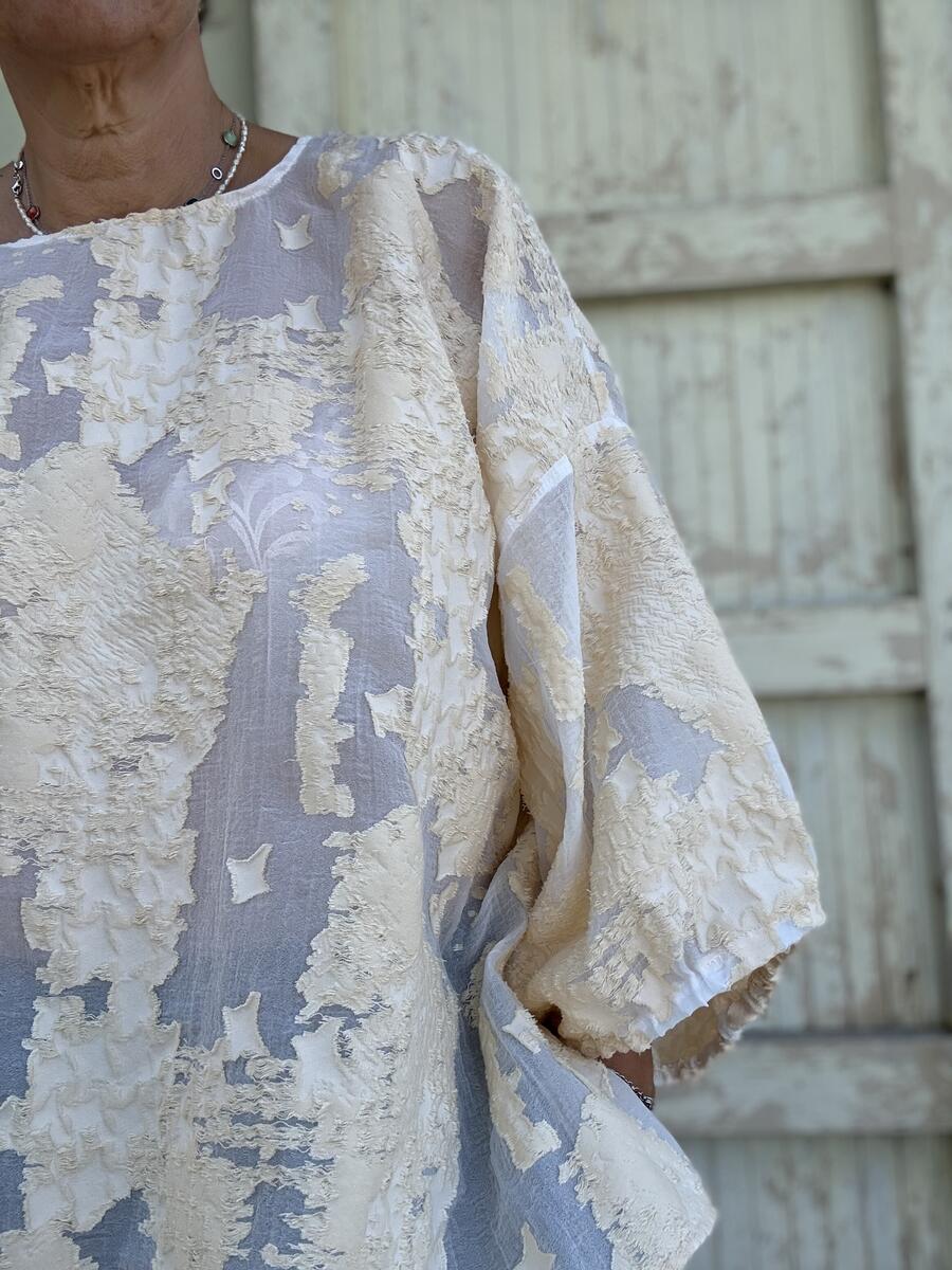 Camicia lavorata bianco burro