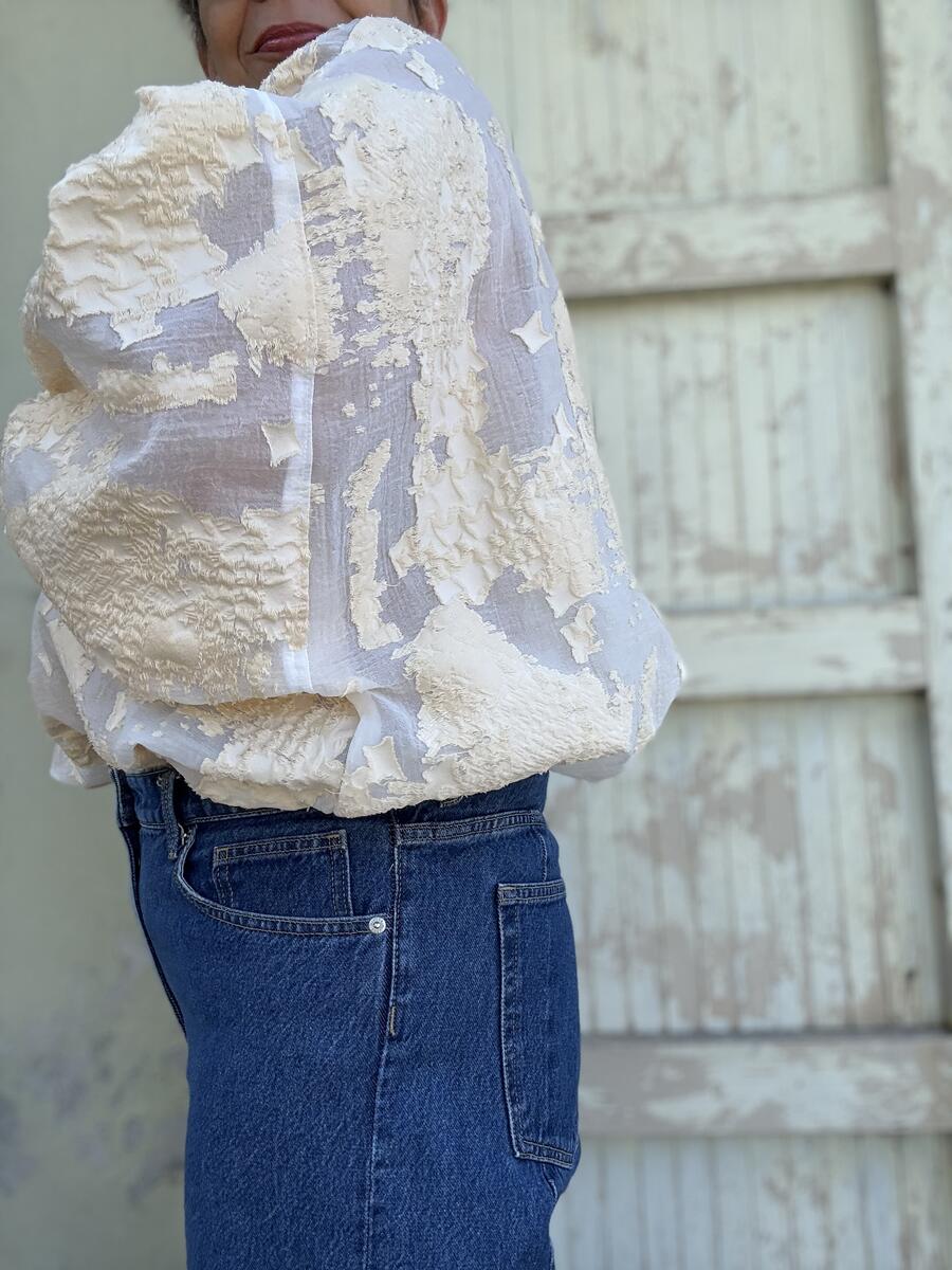 Camicia lavorata bianco burro