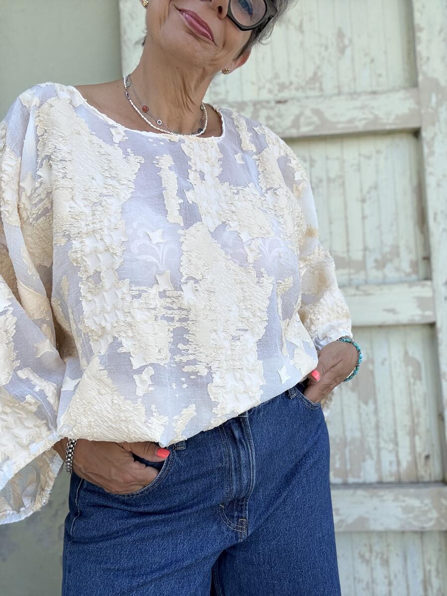 Camicia lavorata bianco burro
