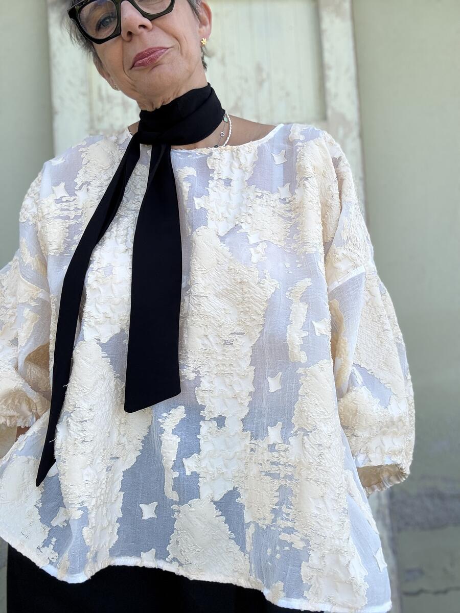 Camicia lavorata bianco burro