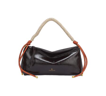 Borsa a Spalla Casual con Manico Intrecciato a Contrasto