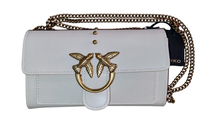 BORSA PINKO LOVE WALLET SIMPLY 5 C , Z 99 WHITE , in Vera Pelle 100%