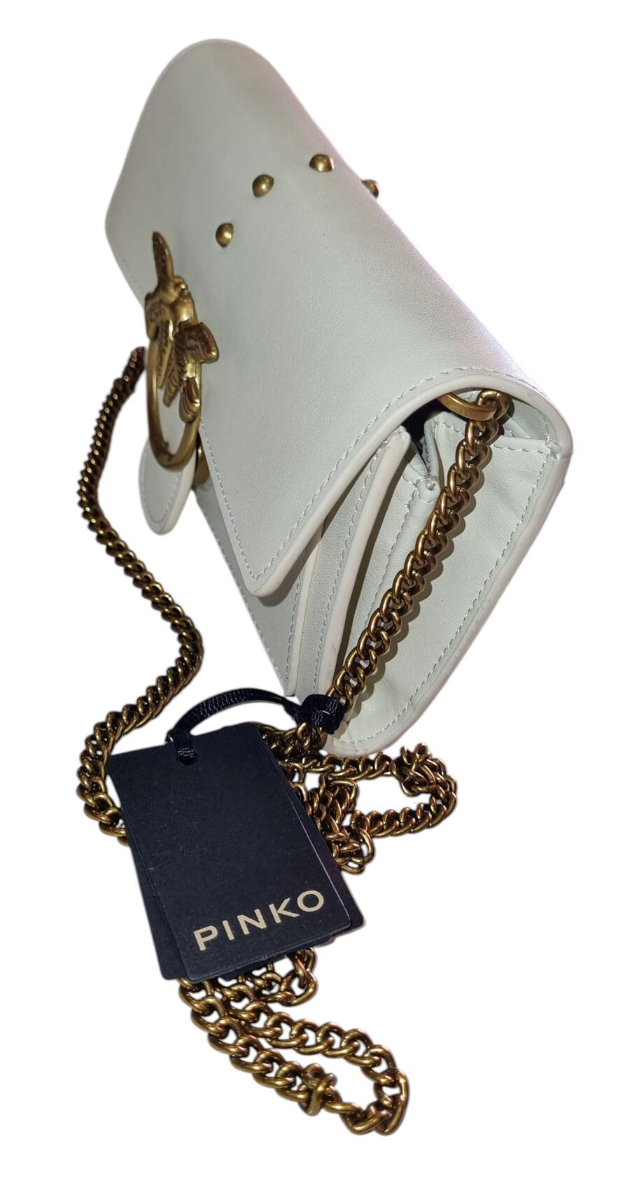 BORSA PINKO LOVE WALLET SIMPLY 5 C , Z 99 WHITE , in Vera Pelle 100%