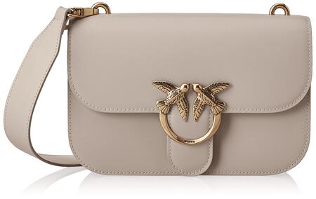 BORSA PINKO Love Classic FC , colore grigio , inserti in gold