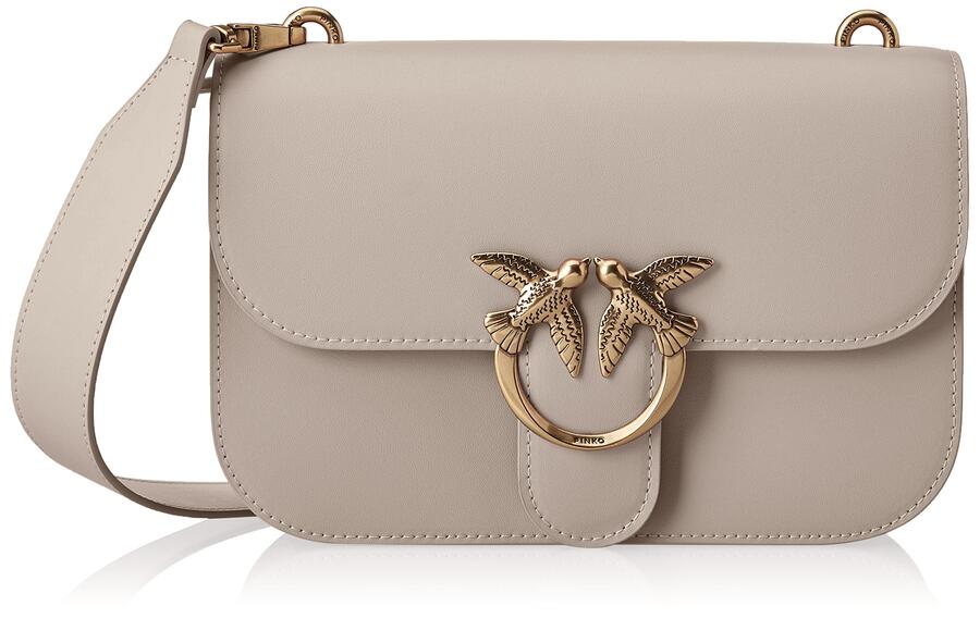BORSA PINKO Love Classic FC , colore grigio , inserti in gold