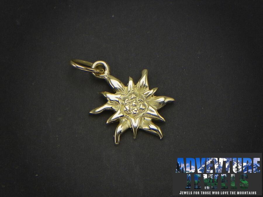 Ciondolo Stella Alpina in Oro giallo 14 Kt - Edelweiss piccolo