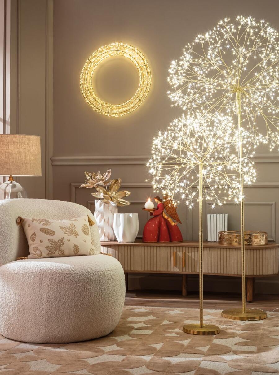 L'Oca Nera - Natale 2025 "Abbraccio di luce" Soffione oro piccolo con 600 micro led