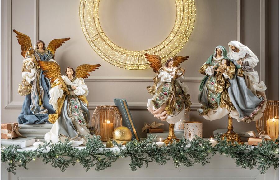 L'Oca Nera - Natale 2025 "Buona Novella" Angelo con lira su piedistallo