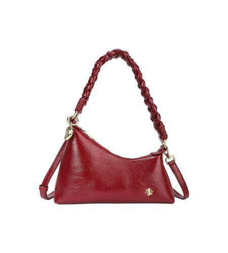 Borsa Triangolare Lucida con Manico Intrecciato