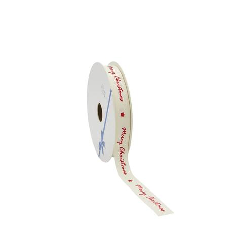 Cotton ribbon 'Merry Christmas' - 15 mm x 20 mtr Wine Red