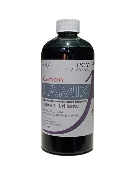 PGY LAMIX PHOTO GRIGIO DA 500 ML. INCHIOSTRO PIGMENT COMPATIBILE PER TUTTA LA SERIE  DI PLOTTER CANON IPF- TA- TM