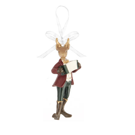 L'Oca Nera - Natale 2025 "Royal Wood" Pendente Renna con fisarmonica