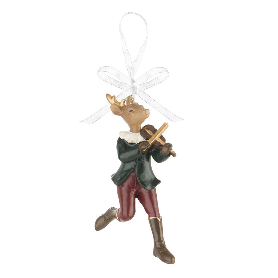 L'Oca Nera - Natale 2025 "Royal Wood" Pendente Renna con violino