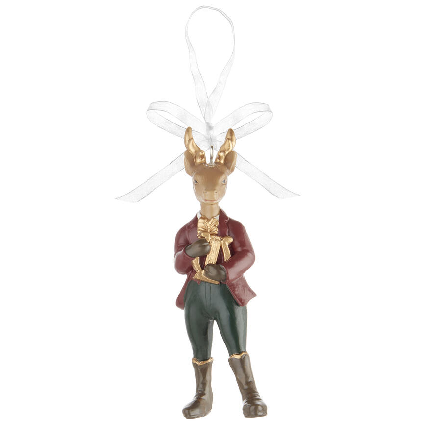 L'Oca Nera - Natale 2025 "Royal Wood" Pendente Renna con lira
