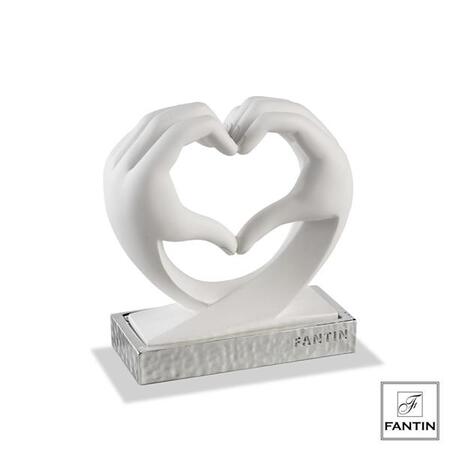 Fantin Argenti - Mani a cuore bianche base argento cm. 12xh14