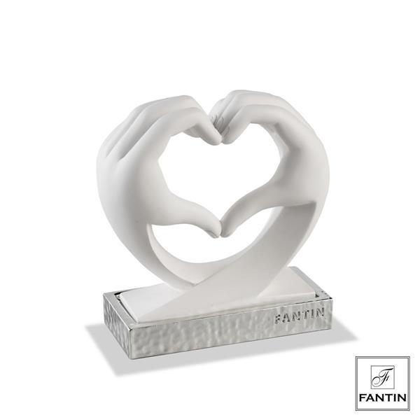 Fantin Argenti - Mani a cuore bianche base argento cm. 12xh14