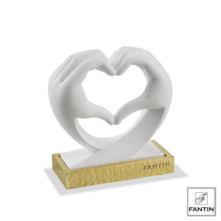 Fantin Argenti - Mani a cuore bianche base oro cm. 12xh14