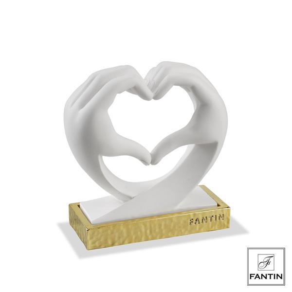 Fantin Argenti - Mani a cuore bianche base oro cm. 12xh14