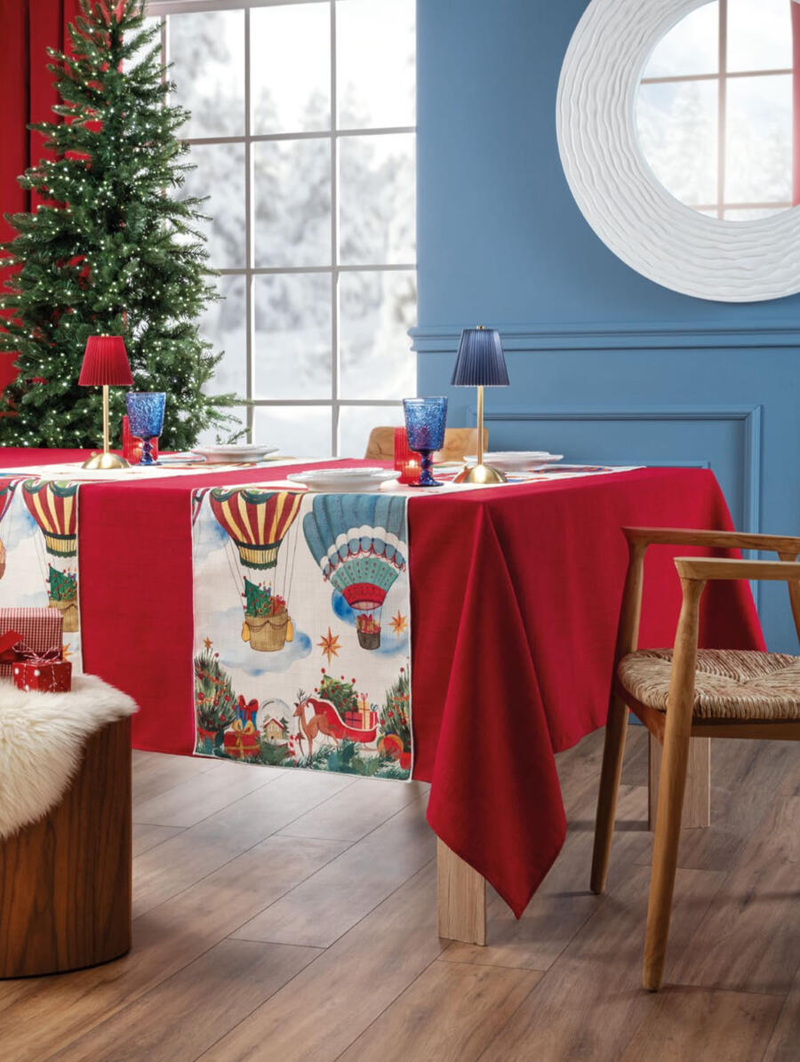 L'Oca Nera - Natale 2025 "Mongolfiere" Runner Antimacchia 50x155