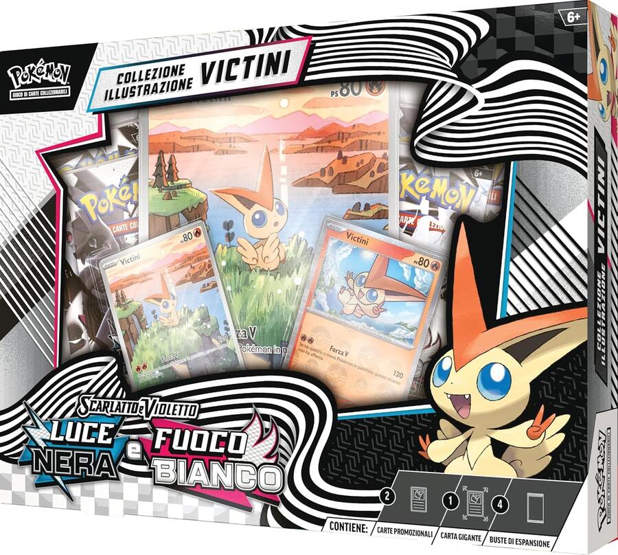 Pokèmon collezione illustrazione Victini Unima del GCC ( carta olografica, 4 buste espansione e carta olografica gigante)