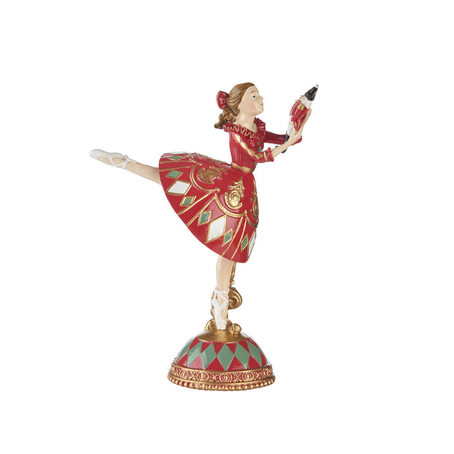 L'Oca Nera - Natale 2025 "Ballo di Natale" decorazione d'appoggio Ballerina con fiocco