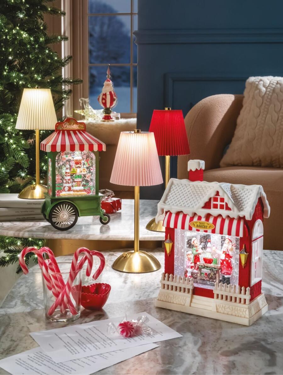 L'Oca Nera - Natale 2025 "Romantica Atmosfera" Lampada da tavolo led, usb, Bordeaux