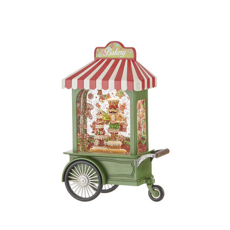 L'Oca Nera - Natale 2025 Boule de neige Bakery verde con musica, led, movimento continuo e timer