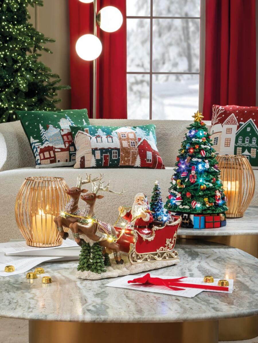 L'Oca Nera - Natale 2025 "Babbo Natale è qui" Babbo Natale con slitta con musica e led