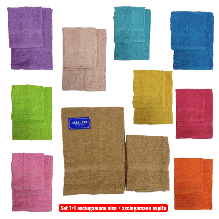 AMALFEO SET ASCIUGAMANI 1+1 (Confezione da 12 pezzi) 
