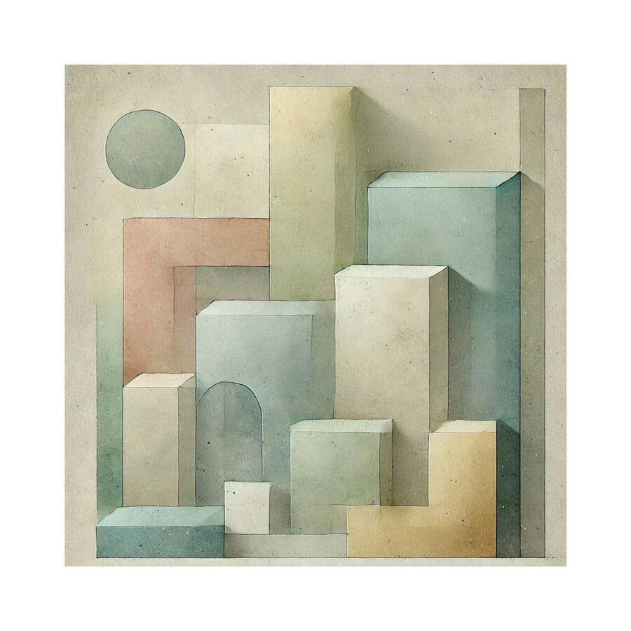 Linee Recanati - MINI Quadro in tela 20x20 cm Metacubica TRE
